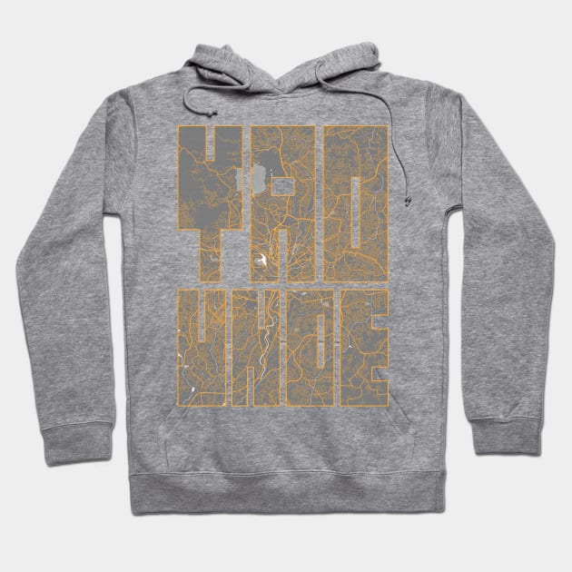 Yaounde, Cameroon City Map Typography - Bauhaus Hoodie by deMAP Studio